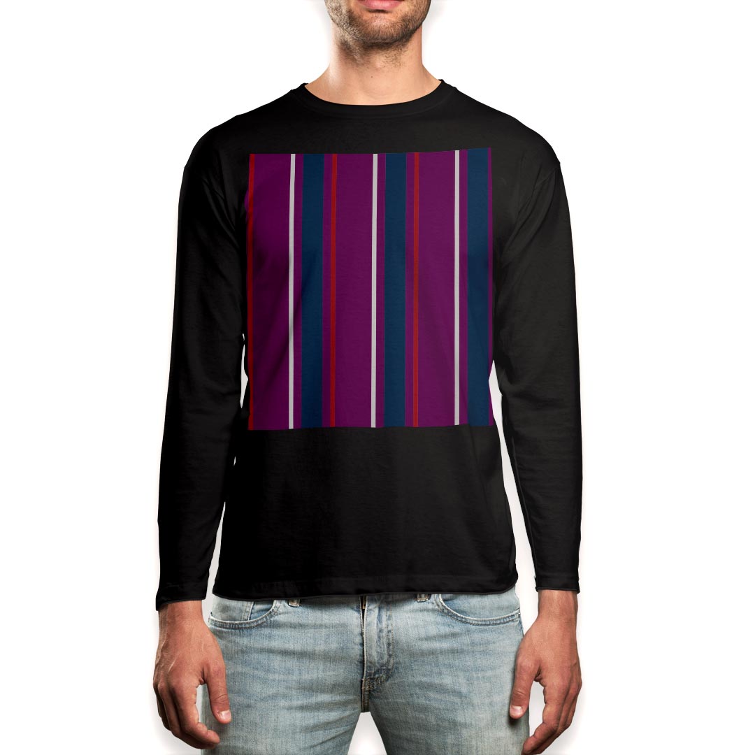 Other - ロング tシャツ メンズ 長袖 ブラック デザイン XS S M L XL 2XL ロンT ティーシャツ 黒 black T shirt long sleeve 004222 ボーダー　紫