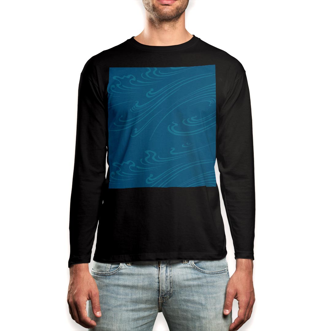 ロング tシャツ メンズ 長袖 ブラック デザイン XS S M L XL 2XL ロンT ティーシャツ 黒 black T shirt long sleeve 004335 シンプル　青