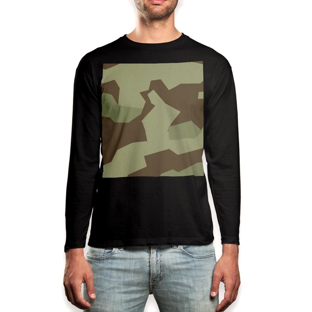 ロング tシャツ メンズ 長袖 ブラック デザイン XS S M L XL 2XL ロンT ティーシャツ 黒 black T shirt long sleeve 004355 迷彩 カモフラ 模様