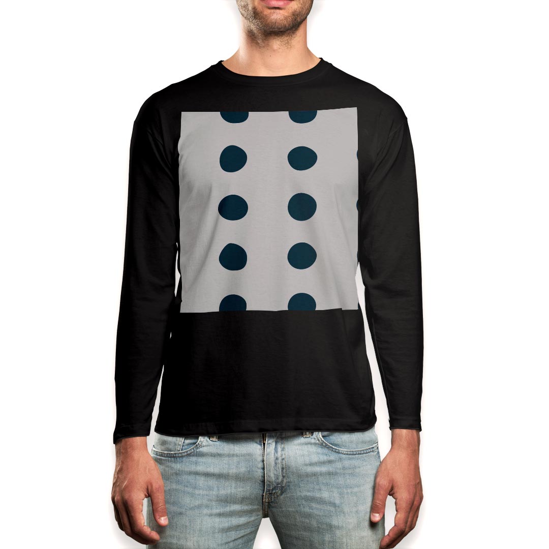 Long-Sleeved - ロング tシャツ メンズ 長袖 ブラック デザイン XS S M L XL 2XL ロンT ティーシャツ 黒 black T shirt long sleeve 004418 模様　青　白