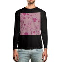 ロング tシャツ メンズ 長袖 ブラック デザイン XS S M L XL 2XL ロンT ティーシャツ 黒 black T shirt long sleeve 004463 四つ葉 クローバー ピンク
