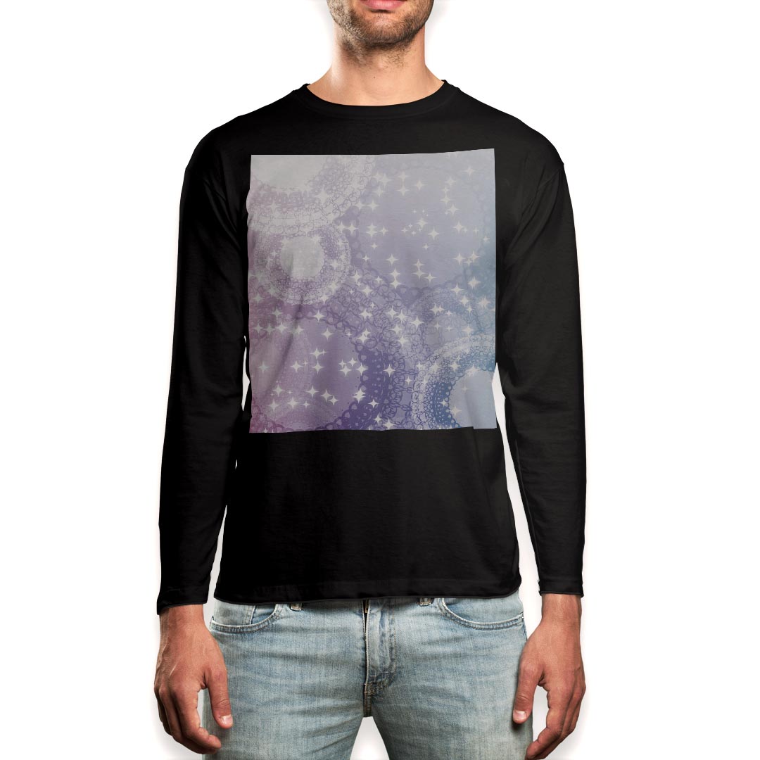 ロング tシャツ メンズ 長袖 ブラック デザイン XS S M L XL 2XL ロンT ティーシャツ 黒 black T shirt long sleeve 004607 キラキラ ガーリー シンプル