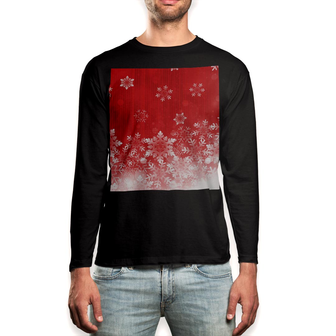 Other - ロング tシャツ メンズ 長袖 ブラック デザイン XS S M L XL 2XL ロンT ティーシャツ 黒 black T shirt long sleeve 004618 雪　結晶　冬