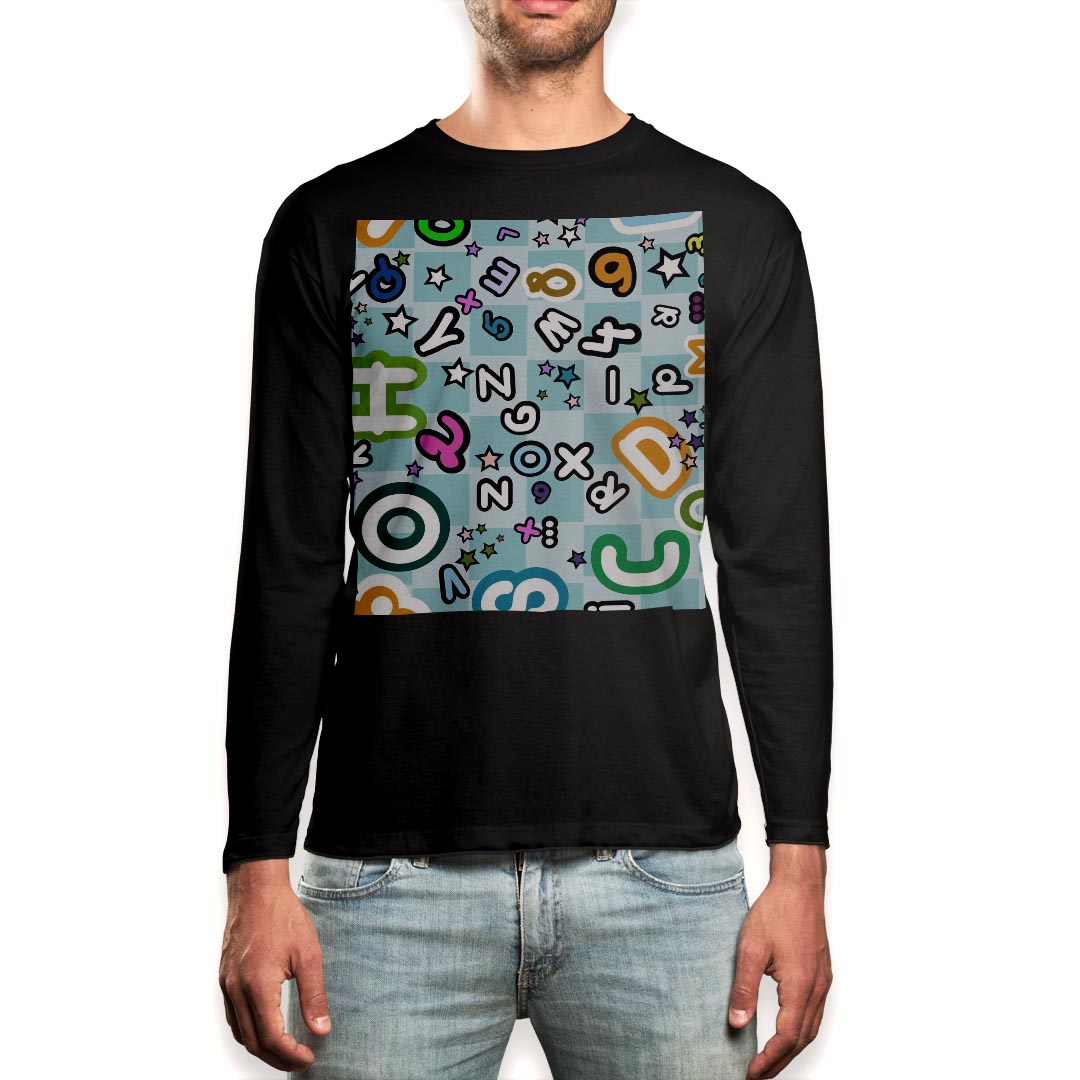 ロング tシャツ メンズ 長袖 ブラック デザイン XS S M L XL 2XL ロンT ティーシャツ 黒 black T shirt long sleeve 004637 英語 文字 ポップ