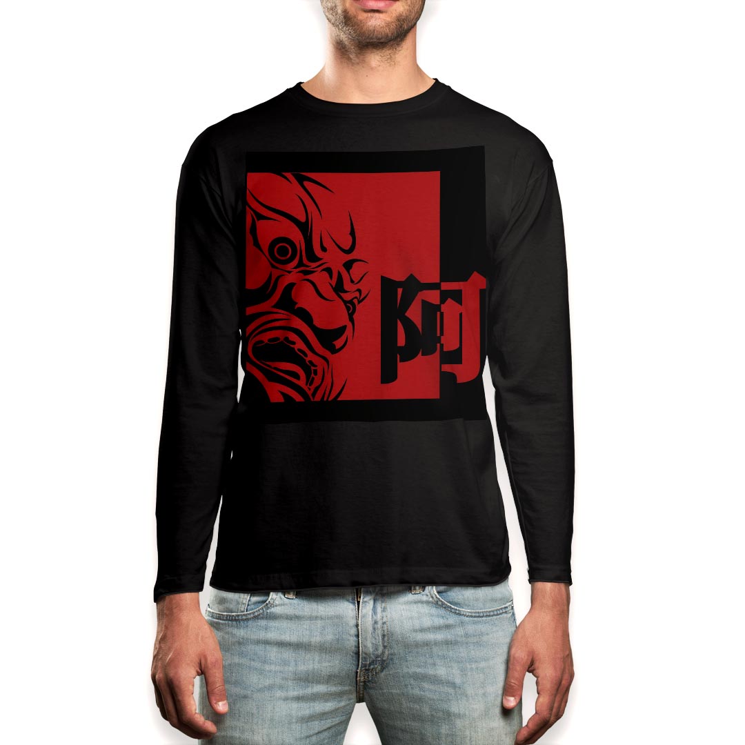 Other - ロング tシャツ メンズ 長袖 ブラック デザイン XS S M L XL 2XL ロンT ティーシャツ 黒 black T shirt long sleeve 004680 和風　和柄　赤　黒