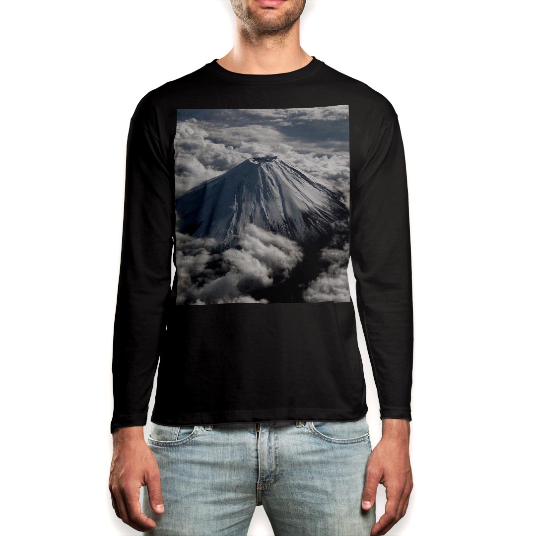 ロング tシャツ メンズ 長袖 ブラック デザイン XS S M L XL 2XL ロンT ティーシャツ 黒 black T shirt long sleeve 004735 写真 景色 風景