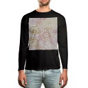 ロング tシャツ メンズ 長袖 ブラック デザイン XS S M L XL 2XL ロンT ティーシャツ 黒 black T shirt long sleeve 004781 花 フラワー ピンク