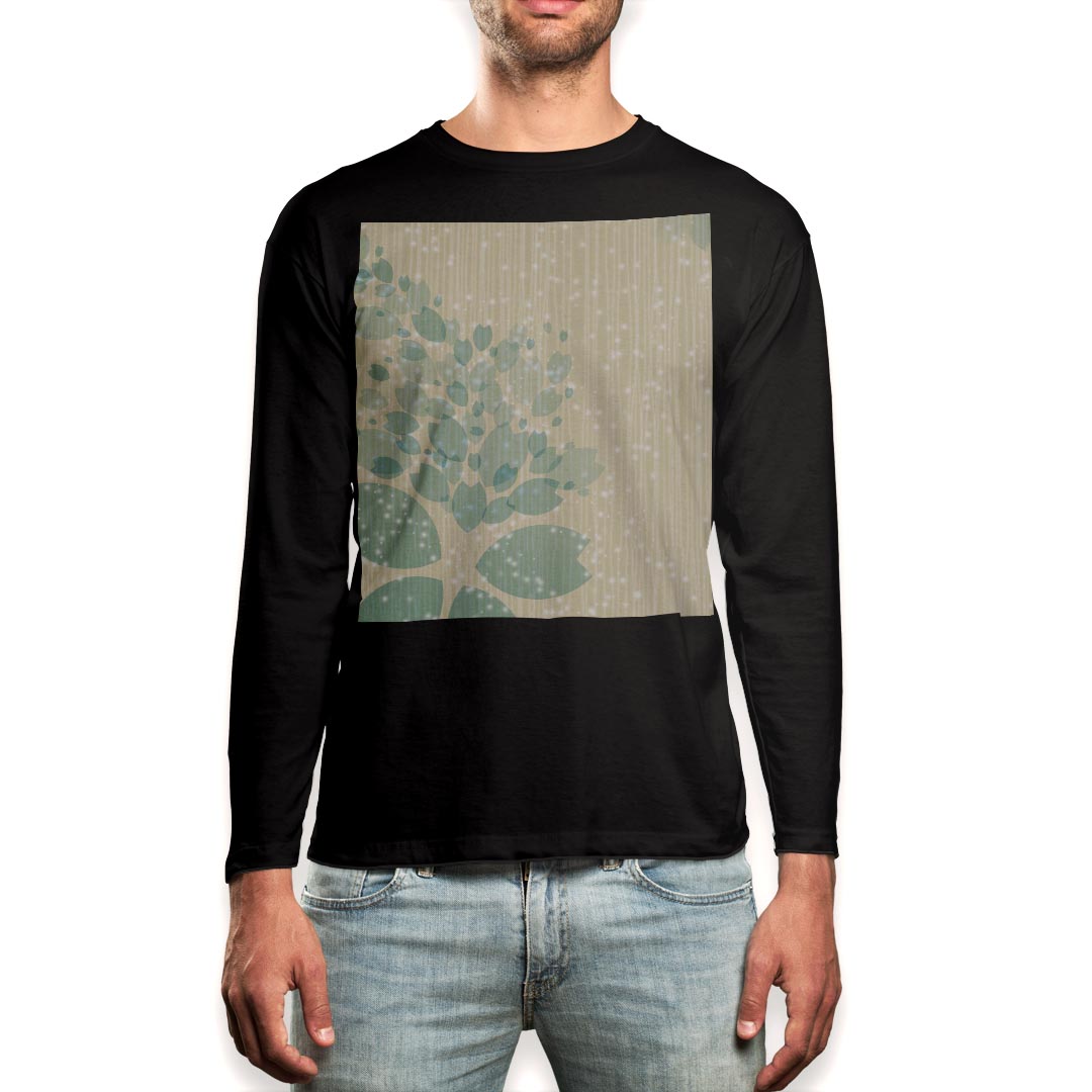 Long-Sleeved - ロング tシャツ メンズ 長袖 ブラック デザイン XS S M L XL 2XL ロンT ティーシャツ 黒 black T shirt long sleeve 004813 桜　イラスト