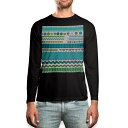 ロング tシャツ メンズ 長袖 ブラック デザイン XS S M L XL 2XL ロンT ティーシャツ 黒 black T shirt long sleeve 004827 レース チェック 青(4)