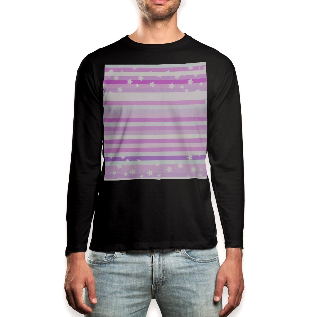 ロング tシャツ メンズ 長袖 ブラック デザイン XS S M L XL 2XL ロンT ティーシャツ 黒 black T shirt long sleeve 004870 ボーダー　ピンク