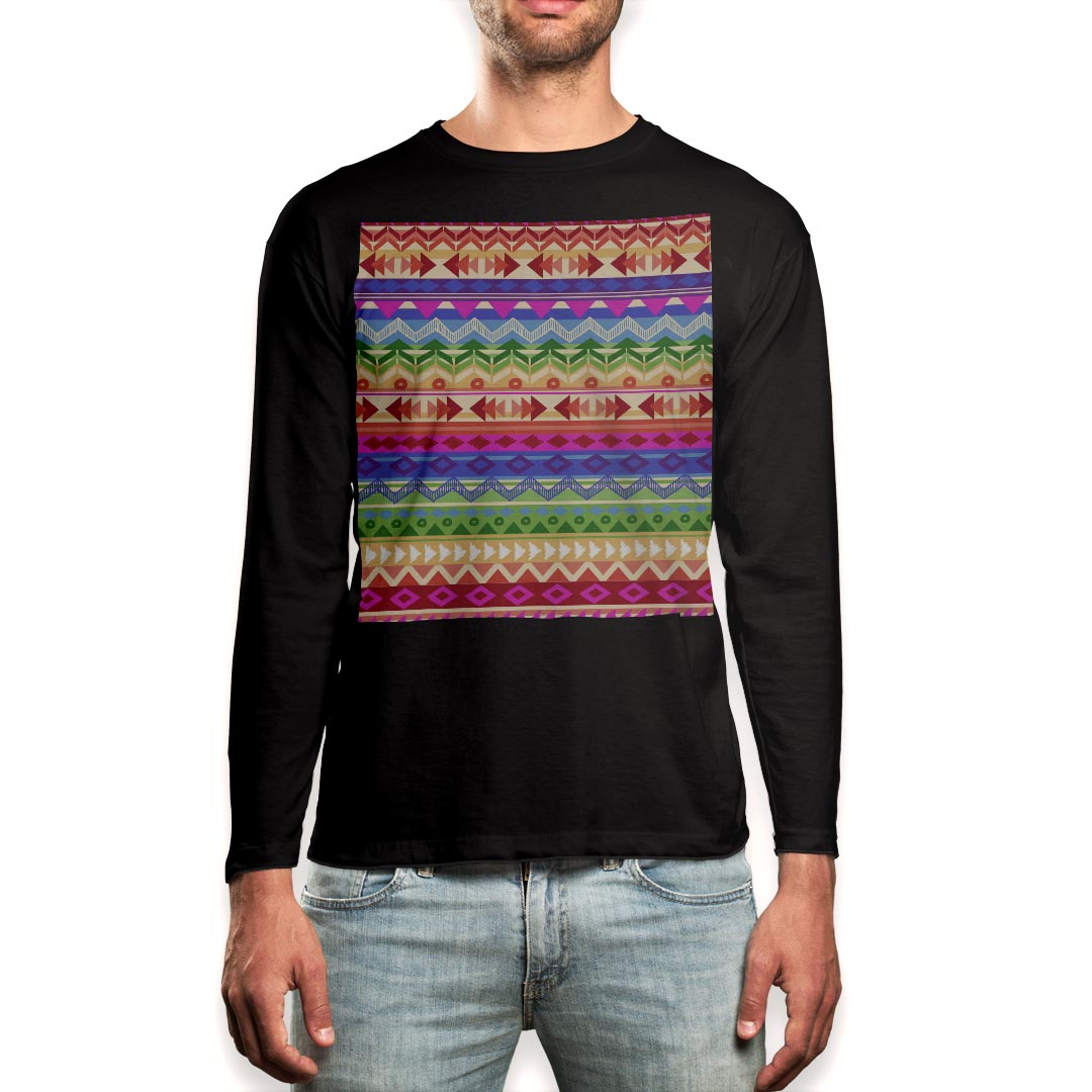 Other - ロング tシャツ メンズ 長袖 ブラック デザイン XS S M L XL 2XL ロンT ティーシャツ 黒 black T shirt long sleeve 004893 模様　カラフル
