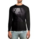 ロング tシャツ メンズ 長袖 ブラック デザイン XS S M L XL 2XL ロンT ティーシャツ 黒 black T shirt long sleeve 004903 月 イラスト 夜(4)
