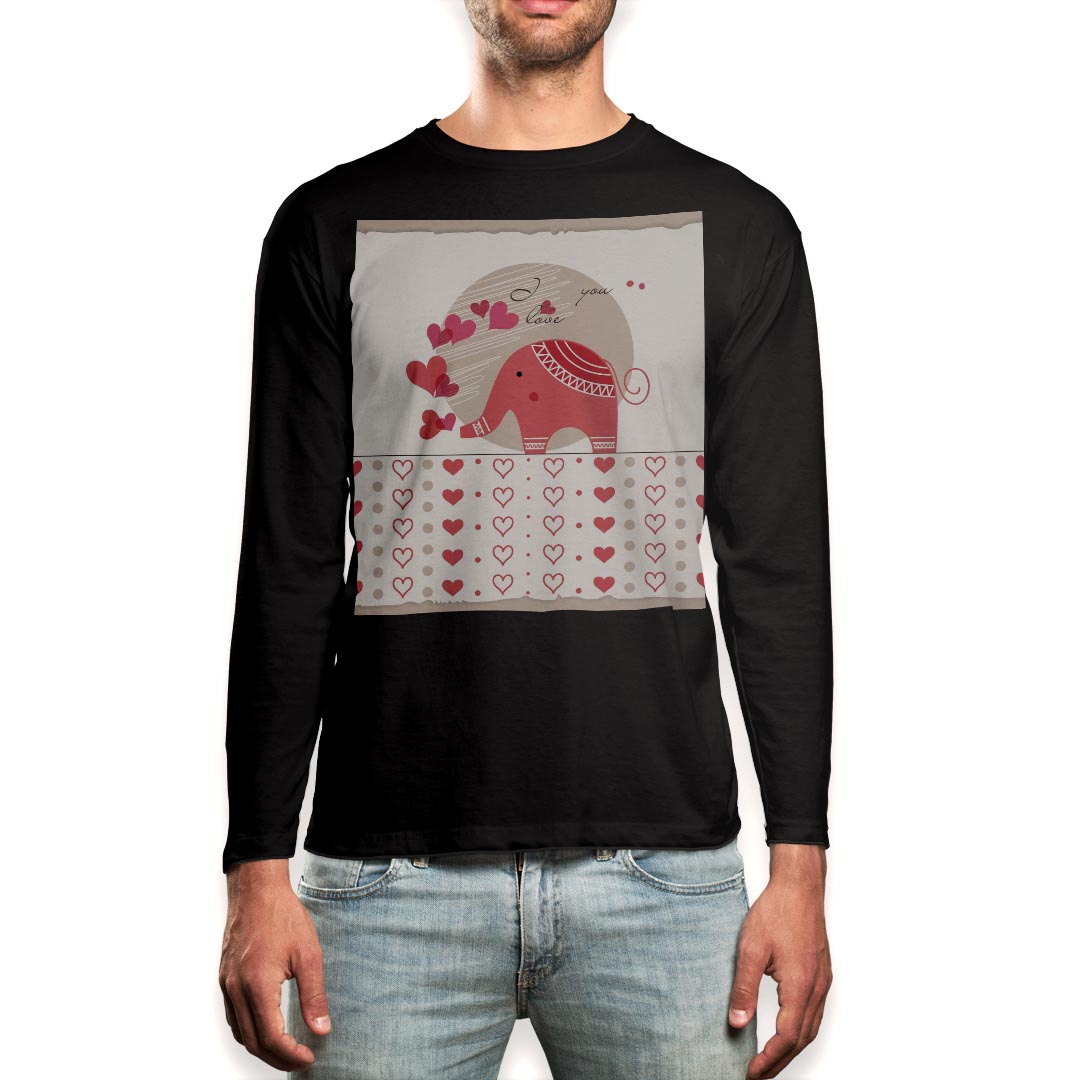 Argentina （Clubs） - ロング tシャツ メンズ 長袖 ブラック デザイン XS S M L XL 2XL ロンT ティーシャツ 黒 black T shirt long sleeve 005117 ハート　ぞう　イラスト