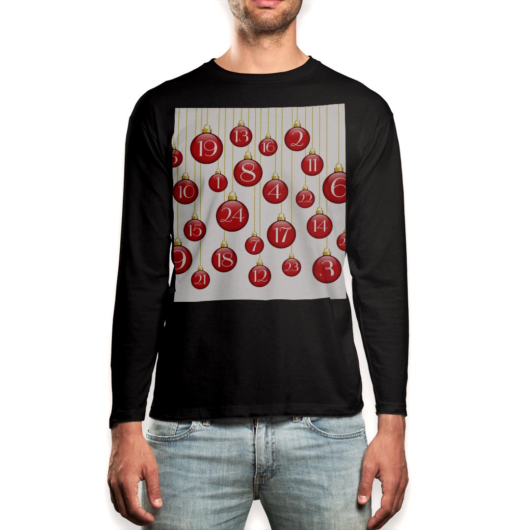ロング tシャツ メンズ 長袖 ブラック デザイン XS S M L XL 2XL ロンT ティーシャツ 黒 black T shirt long sleeve 005501 数字 赤
