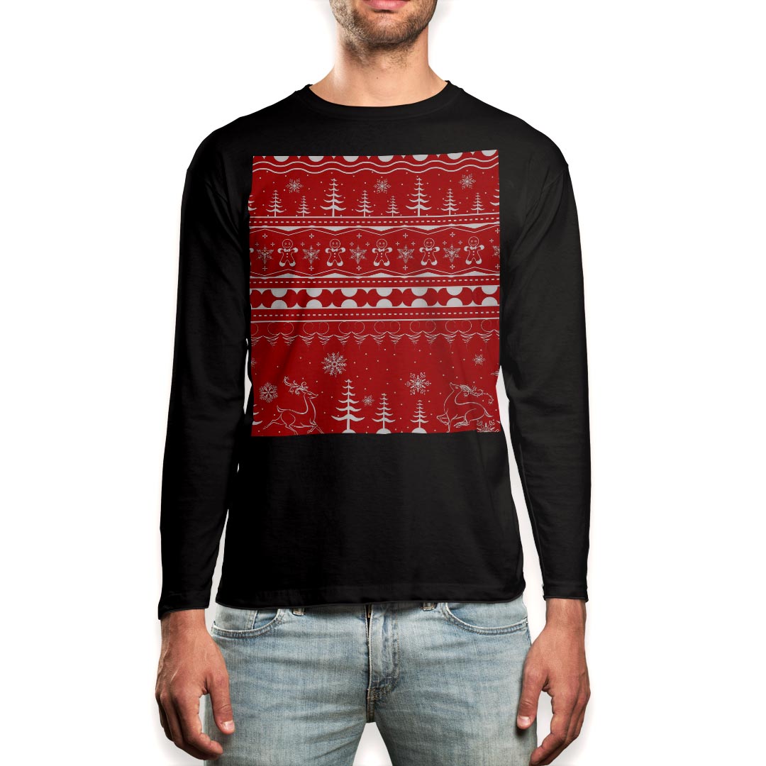 Rakuten - ロング tシャツ メンズ 長袖 ブラック デザイン XS S M L XL 2XL ロンT ティーシャツ 黒 black T shirt long sleeve 005545 ツリー　雪　冬