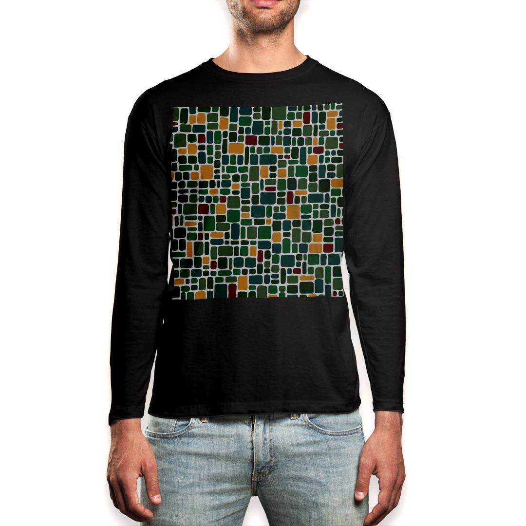 Spain （Clubs） - ロング tシャツ メンズ 長袖 ブラック デザイン XS S M L XL 2XL ロンT ティーシャツ 黒 black T shirt long sleeve 005583 緑　グリーン　模様