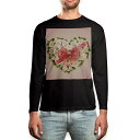 ロング tシャツ メンズ 長袖 ブラック デザイン XS S M L XL 2XL ロンT ティーシャツ 黒 black T shirt long sleeve 005648 花 フラワー ハート(4)