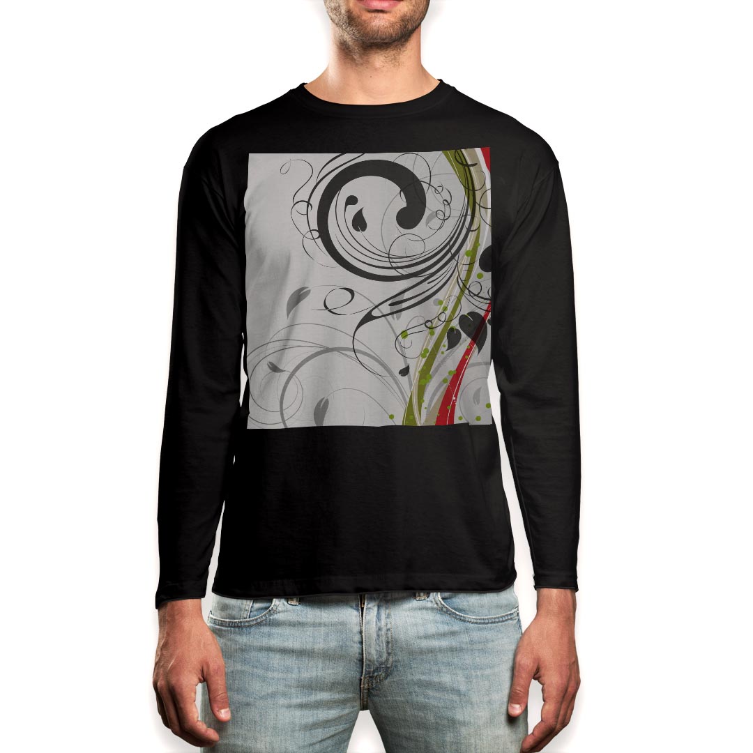 Other - ロング tシャツ メンズ 長袖 ブラック デザイン XS S M L XL 2XL ロンT ティーシャツ 黒 black T shirt long sleeve 005664 植物　デザイン
