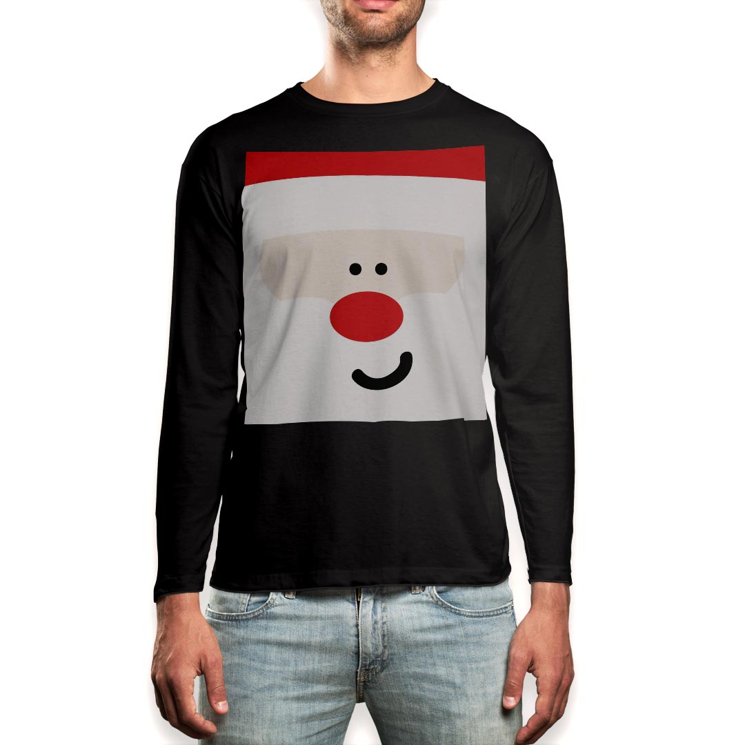 Long-Sleeved - ロング tシャツ メンズ 長袖 ブラック デザイン XS S M L XL 2XL ロンT ティーシャツ 黒 black T shirt long sleeve 005686 イラスト　サンタ