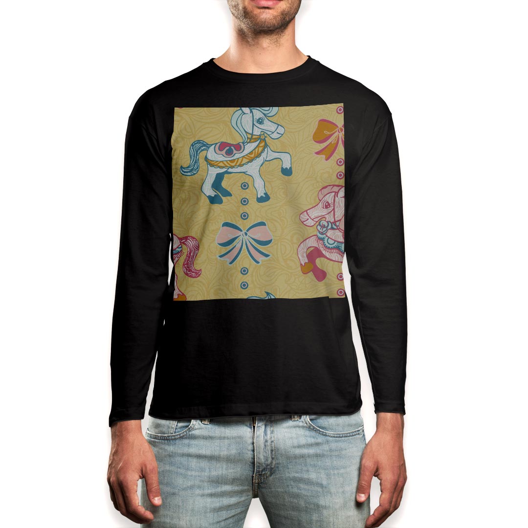 ロング tシャツ メンズ 長袖 ブラック デザイン XS S M L XL 2XL ロンT ティーシャツ 黒 black T shirt long sleeve 005724 イラスト 動物 模様