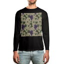 ロング tシャツ メンズ 長袖 ブラック デザイン XS S M L XL 2XL ロンT ティーシャツ 黒 black T shirt long sleeve 005731 ブドウ 葡萄 模様