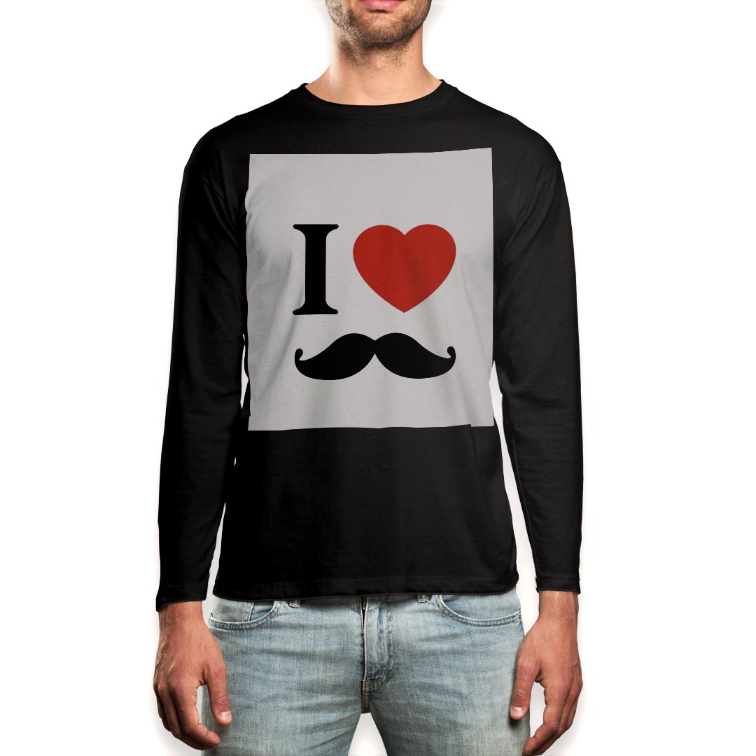 ロング tシャツ メンズ 長袖 ブラック デザイン XS S M L XL 2XL ロンT ティーシャツ 黒 black T shirt long sleeve 005778 ひげ　髭　..