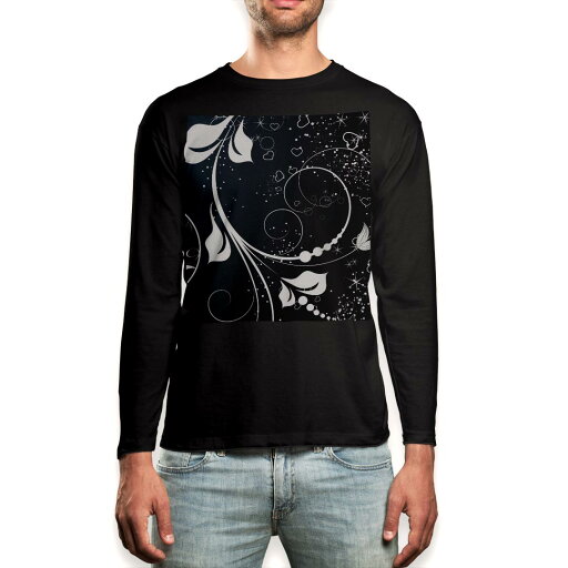 ロング tシャツ メンズ 長袖 ブラック デザイン XS S M L XL 2XL ロンT ティーシャツ 黒 black T shirt long sleeve 005779 植物 ハート ロング tシャツ メンズ 長袖 ブラック デザイン XS S M L XL 2XL ロンT ティーシャツ 黒 black T shirt long sleeve 005779 植物 ハート