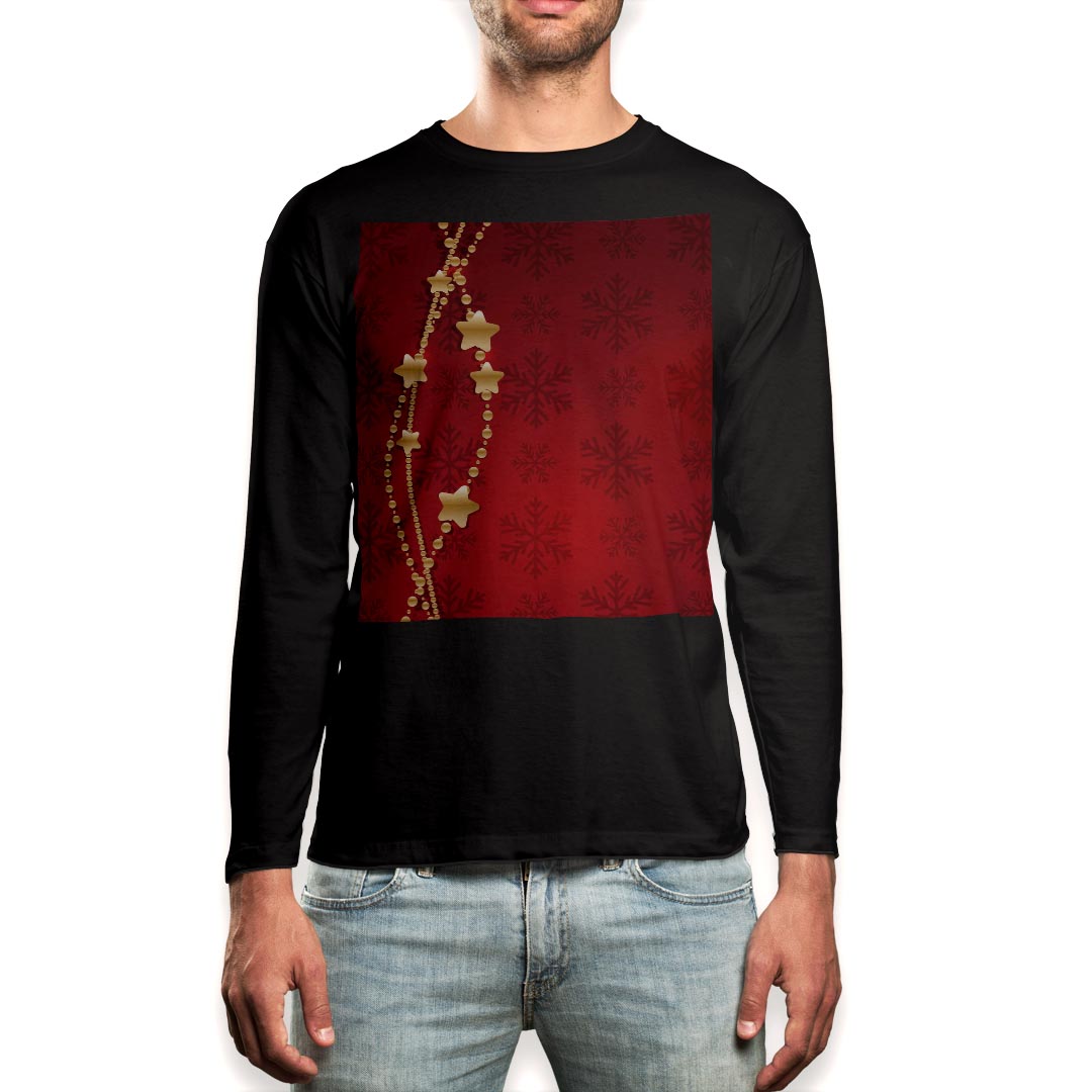 Other - ロング tシャツ メンズ 長袖 ブラック デザイン XS S M L XL 2XL ロンT ティーシャツ 黒 black T shirt long sleeve 005811 星　雪　結晶　赤