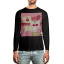 ロング tシャツ メンズ 長袖 ブラック デザイン XS S M L XL 2XL ロンT ティーシャツ 黒 black T shirt long sleeve 005884 イラスト さくらんぼ ピンク