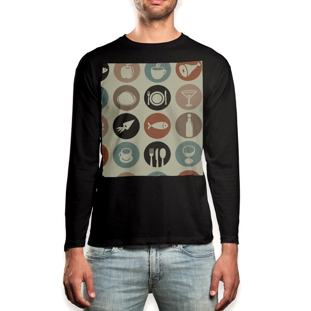 ロング tシャツ メンズ 長袖 ブラック デザイン XS S M L XL 2XL ロンT ティーシャツ 黒 black T shirt..