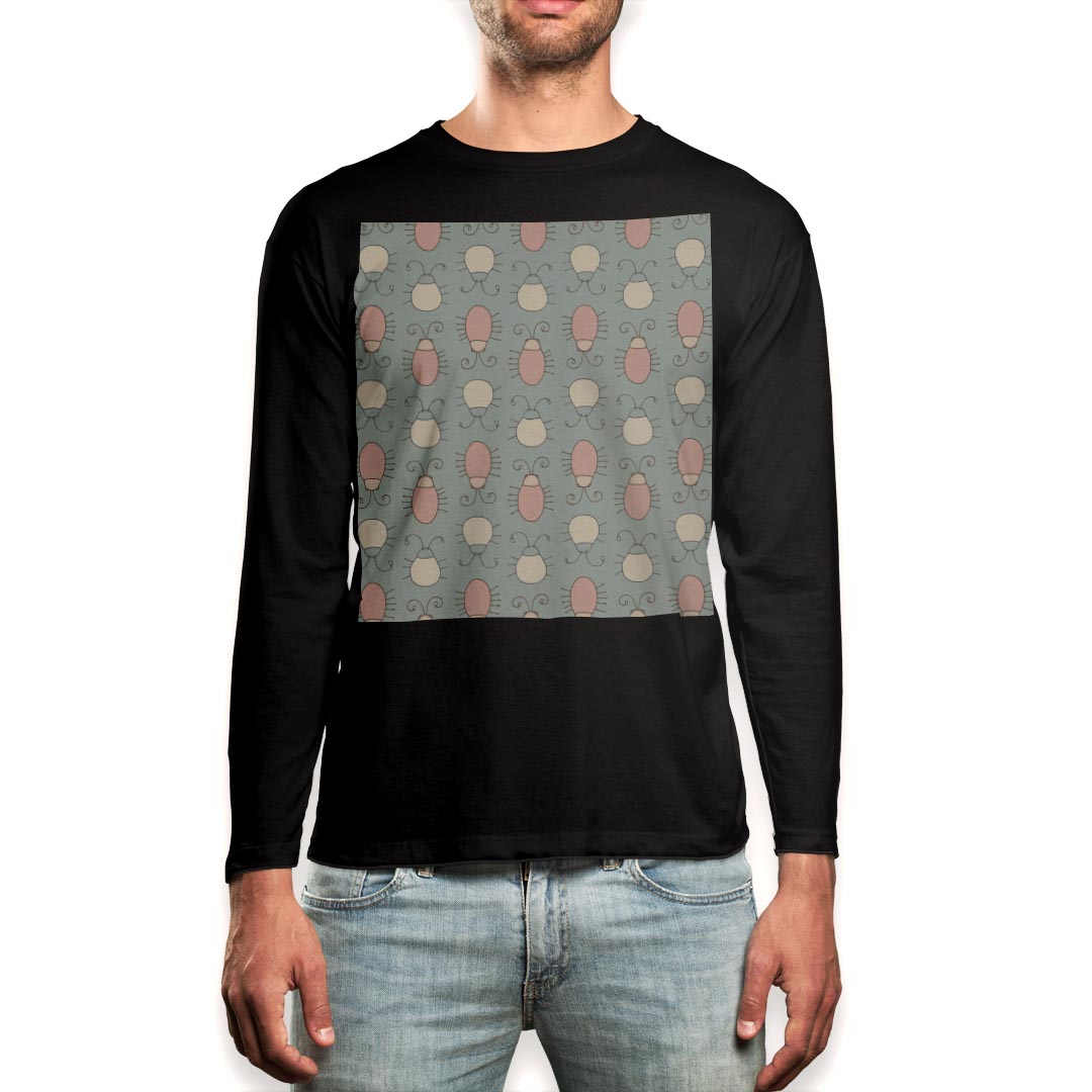 乐天商城 - ロング tシャツ メンズ 長袖 ブラック デザイン XS S M L XL 2XL ロンT ティーシャツ 黒 black T shirt long sleeve 050234