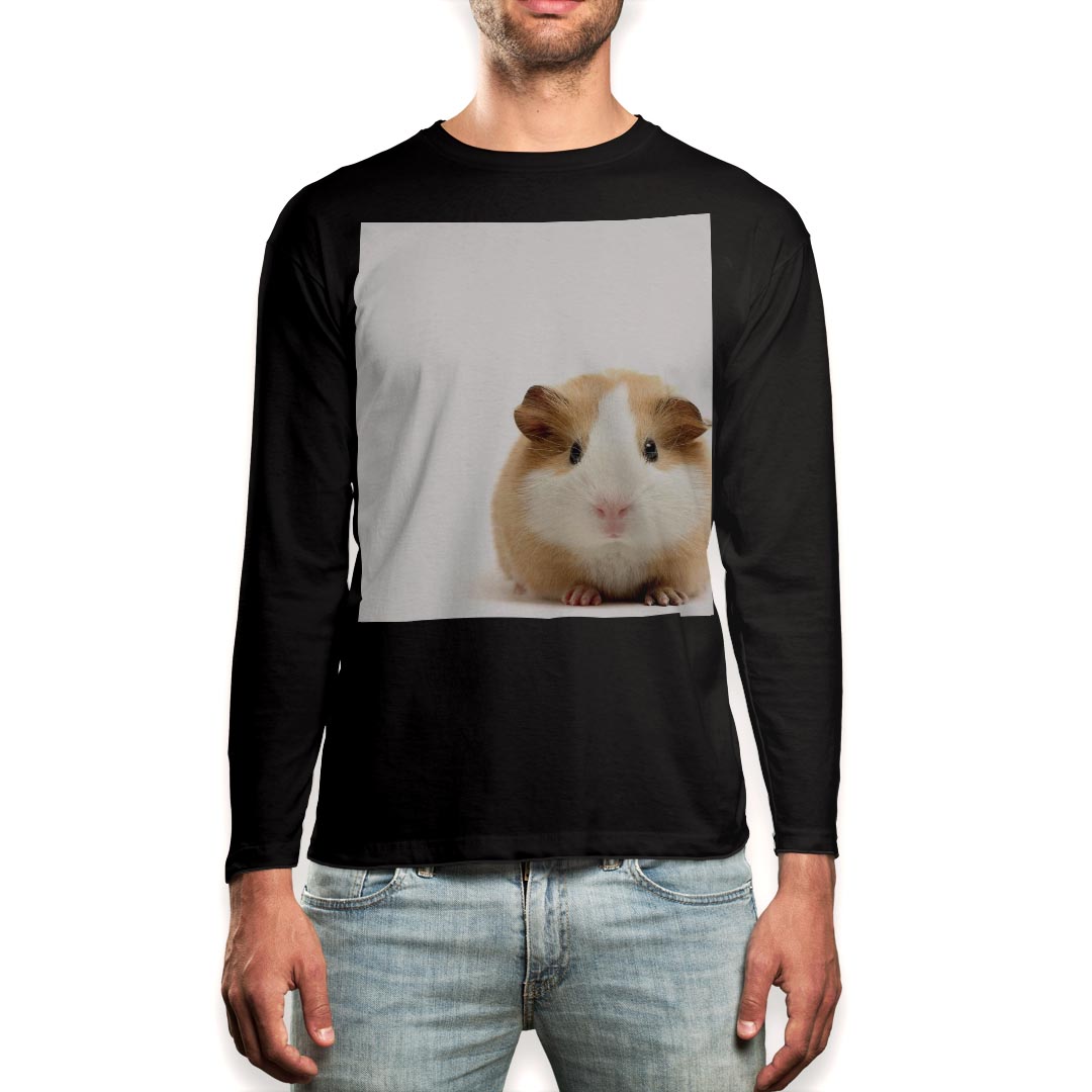 ロング tシャツ メンズ 長袖 ブラック デザイン XS S M L XL 2XL ロンT ティーシャツ 黒 black T shirt long sleeve 006036 写真 動物 ハムスター