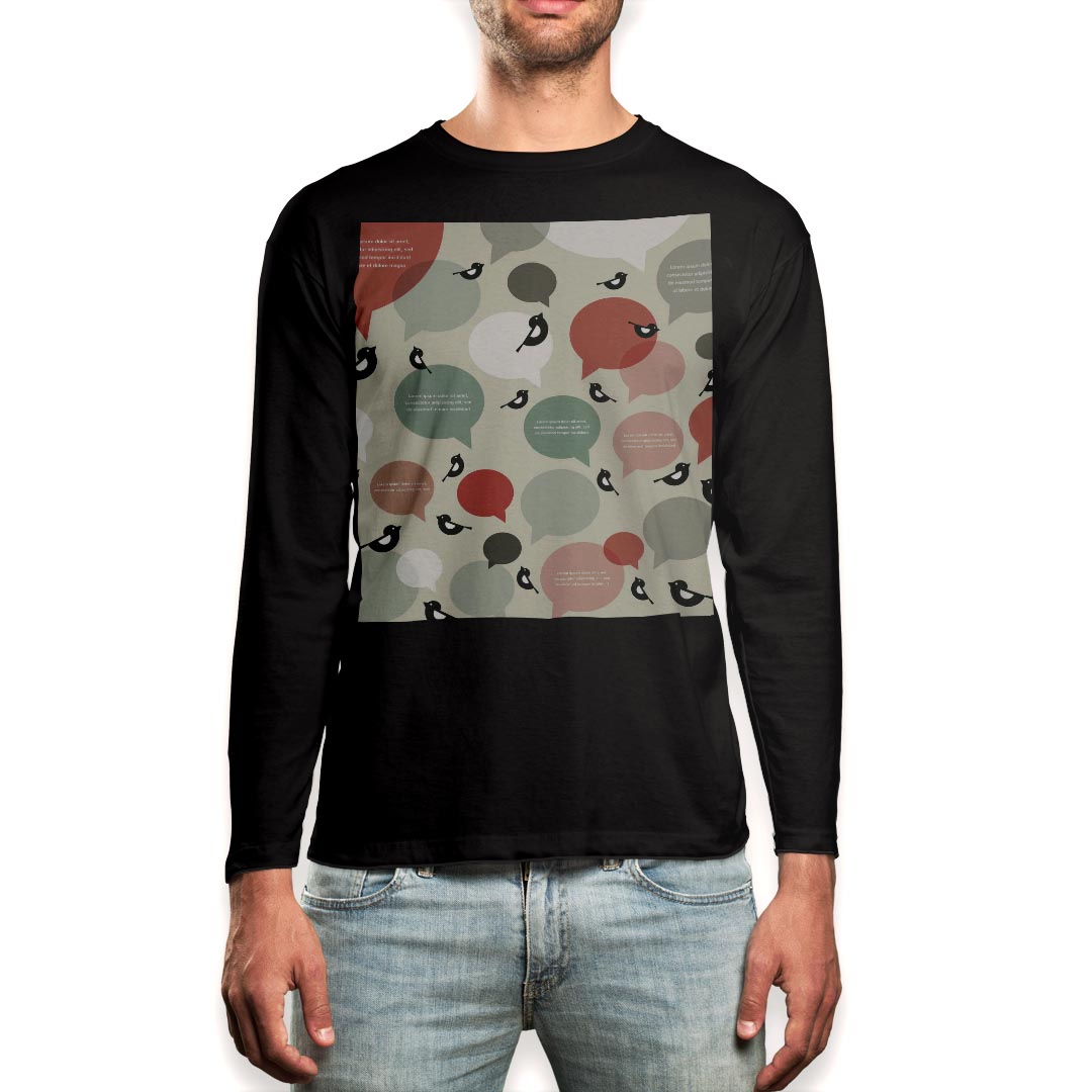ロング tシャツ メンズ 長袖 ブラック デザイン XS S M L XL 2XL ロンT ティーシャツ 黒 black T shirt long sleeve 006209 鳥　英語　文字