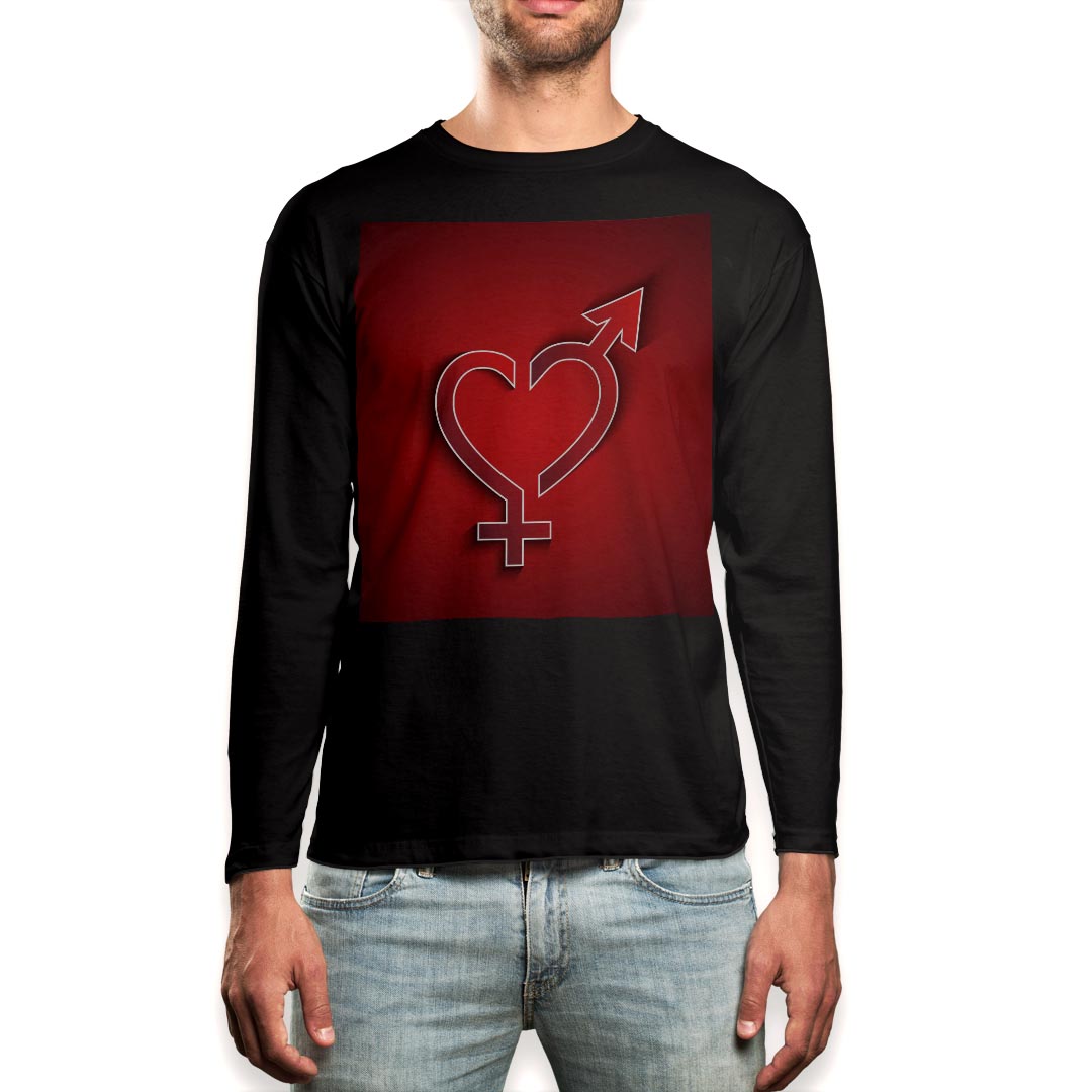 ロング tシャツ メンズ 長袖 ブラック デザイン XS S M L XL 2XL ロンT ティーシャツ 黒 black T shirt long sleeve 006365 ハート 性別