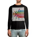 ロング tシャツ メンズ 長袖 ブラック デザイン XS S M L XL 2XL ロンT ティーシャツ 黒 black T shirt long sleeve 006577 カラフル 星(4)