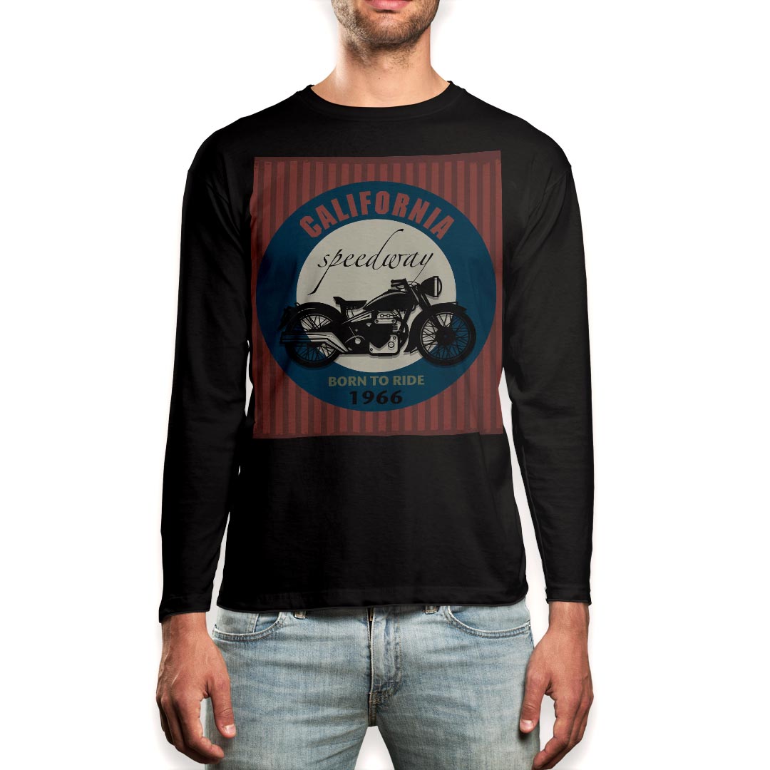 Other - ロング tシャツ メンズ 長袖 ブラック デザイン XS S M L XL 2XL ロンT ティーシャツ 黒 black T shirt long sleeve 006588 イラスト　バイク　英語
