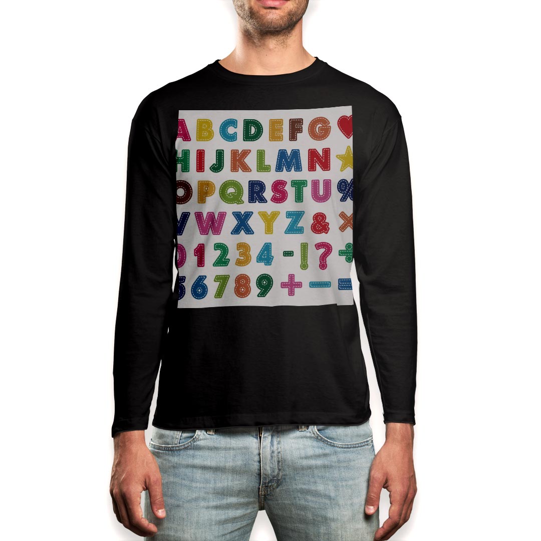 乐天商城 - ロング tシャツ メンズ 長袖 ブラック デザイン XS S M L XL 2XL ロンT ティーシャツ 黒 black T shirt long sleeve 006679 カラフル　英語　文字