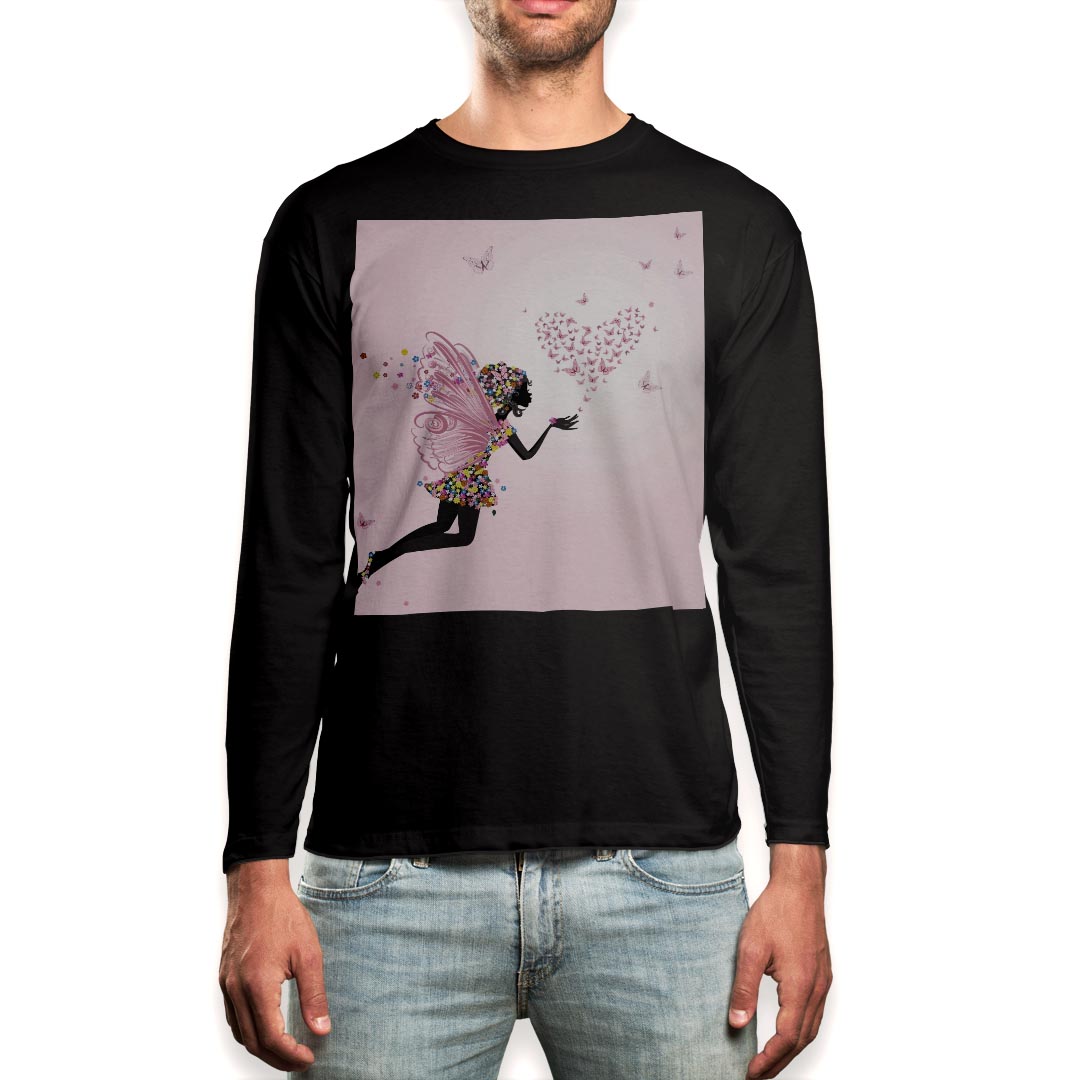 Other - ロング tシャツ メンズ 長袖 ブラック デザイン XS S M L XL 2XL ロンT ティーシャツ 黒 black T shirt long sleeve 006726 蝶　人物　ハート