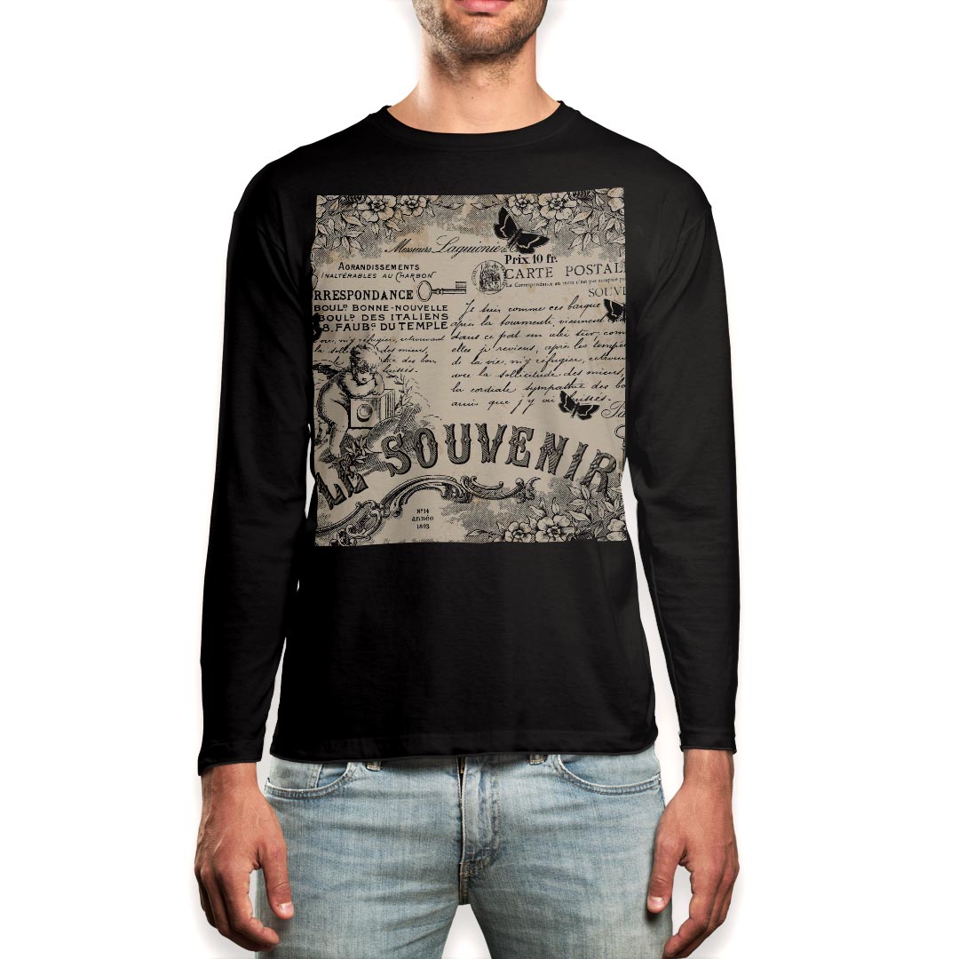 Other - ロング tシャツ メンズ 長袖 ブラック デザイン XS S M L XL 2XL ロンT ティーシャツ 黒 black T shirt long sleeve 006729 文字　英語
