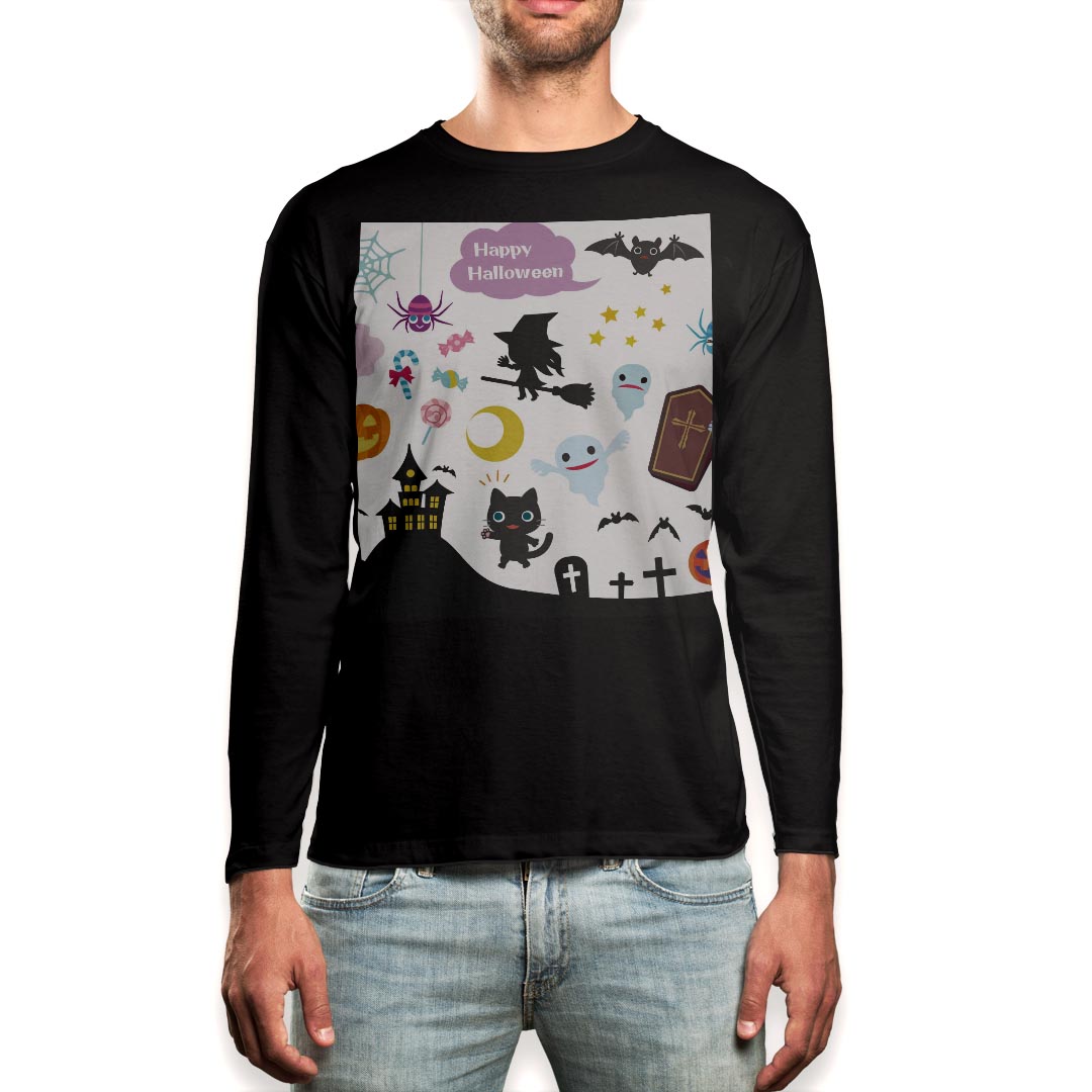 ロングtシャツメンズ長袖ブラックデ...