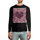 ロング tシャツ メンズ 長袖 ブラック デザイン XS S M L XL 2XL ロンT ティーシャツ 黒 black T shirt long sleeve 006761 花 フラワー ハート(4)