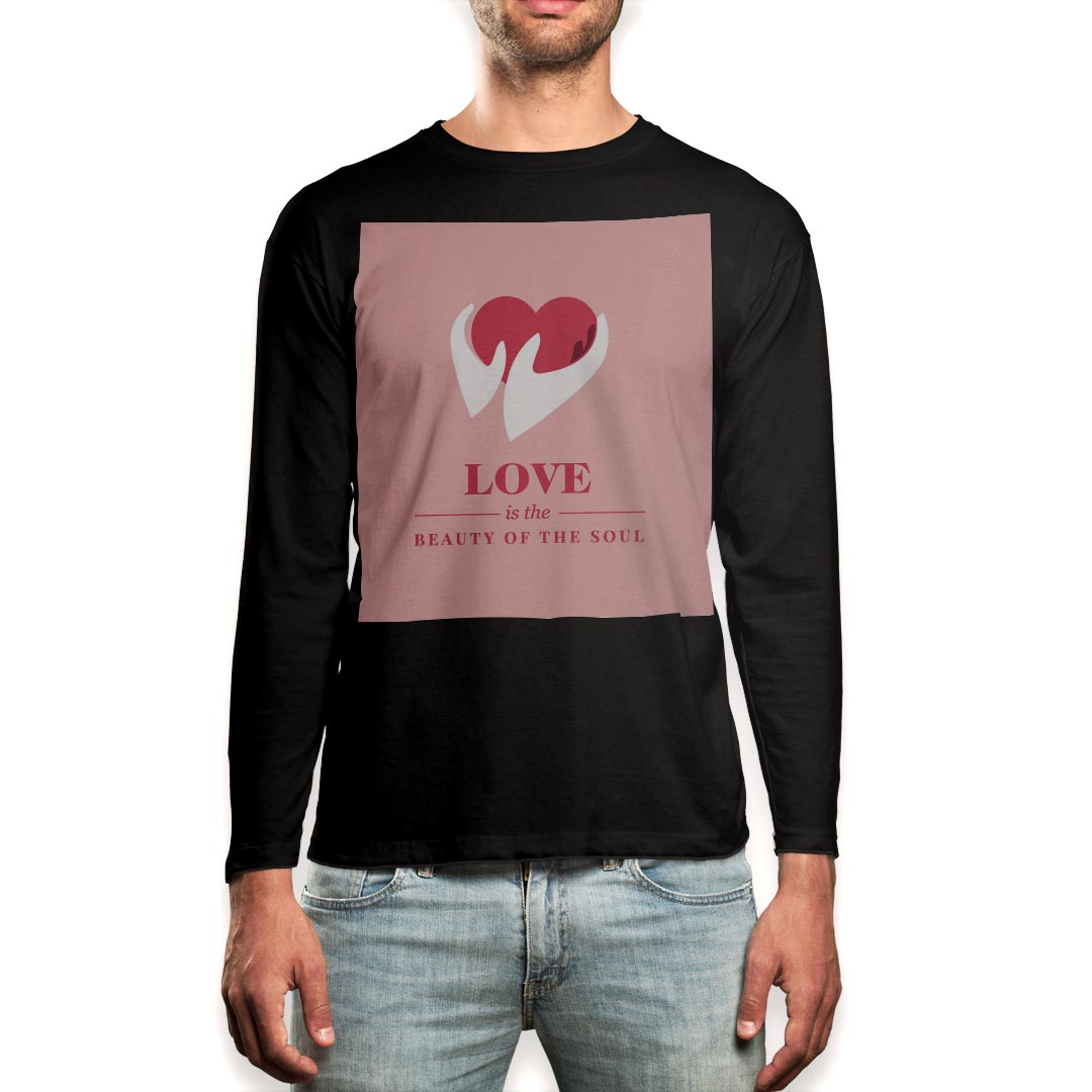 Rakuten - ロング tシャツ メンズ 長袖 ブラック デザイン XS S M L XL 2XL ロンT ティーシャツ 黒 black T shirt long sleeve 007032 ハート　英語　文字