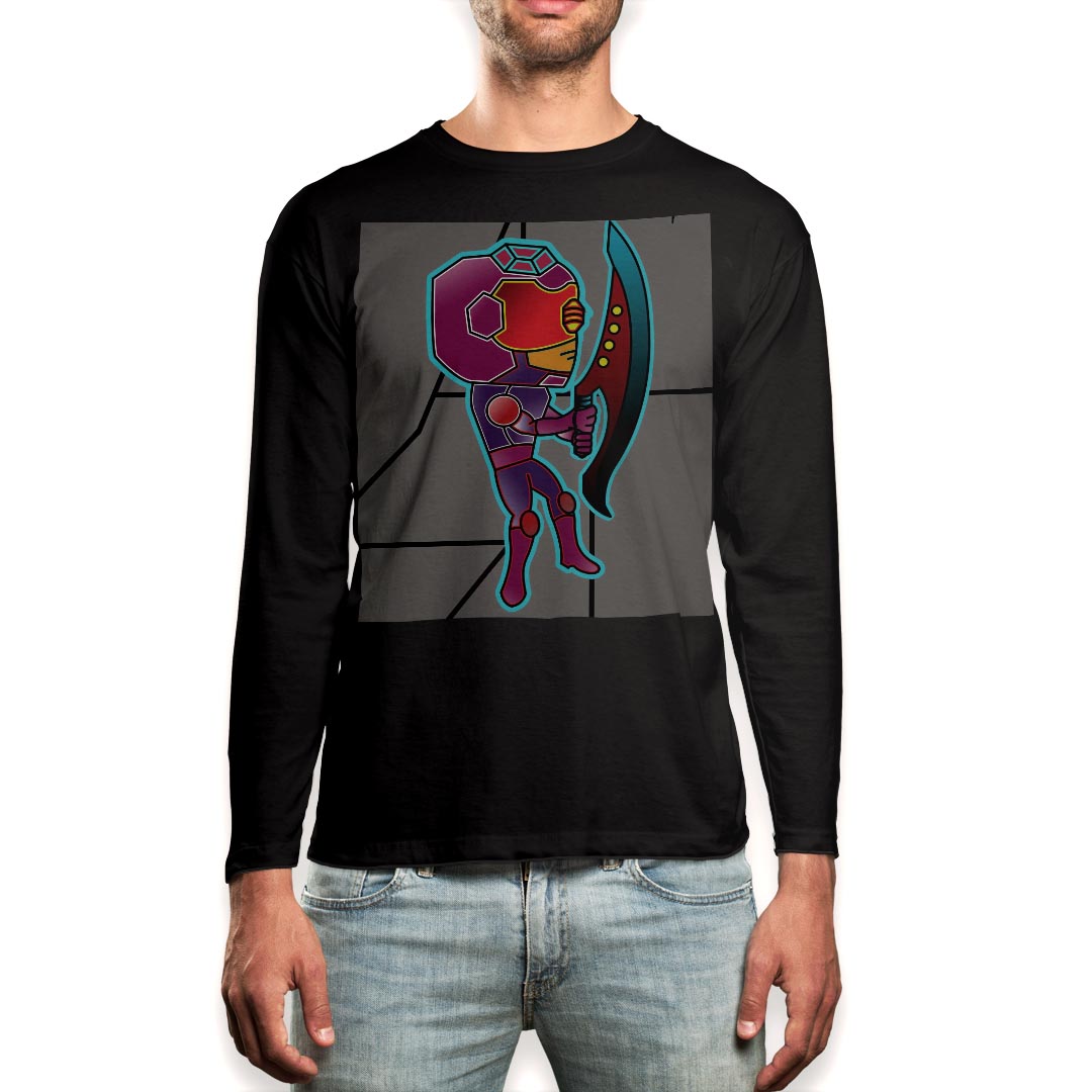 ロング tシャツ メンズ 長袖 ブラック デザイン XS S M L XL 2XL ロンT ティーシャツ 黒 black T shirt long sleeve 007113 イラスト キャラクター