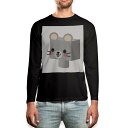 ロング tシャツ メンズ 長袖 ブラック デザイン XS S M L XL 2XL ロンT ティーシャツ 黒 black T shirt long sleeve 007139 ねずみ キャラクター