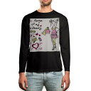 ロング tシャツ メンズ 長袖 ブラック デザイン XS S M L XL 2XL ロンT ティーシャツ 黒 black T shirt long sleeve 007265 イラスト 人物(4)