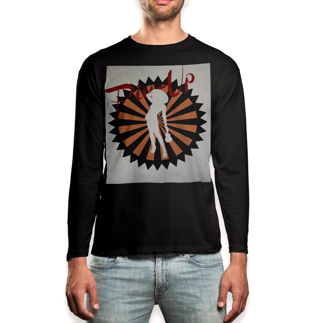 ロング tシャツ メンズ 長袖 ブラック デザイン XS S M L XL 2XL ロンT ティーシャツ 黒 black T shirt long sleeve 007440 黒 ブラック オレンジ 人物