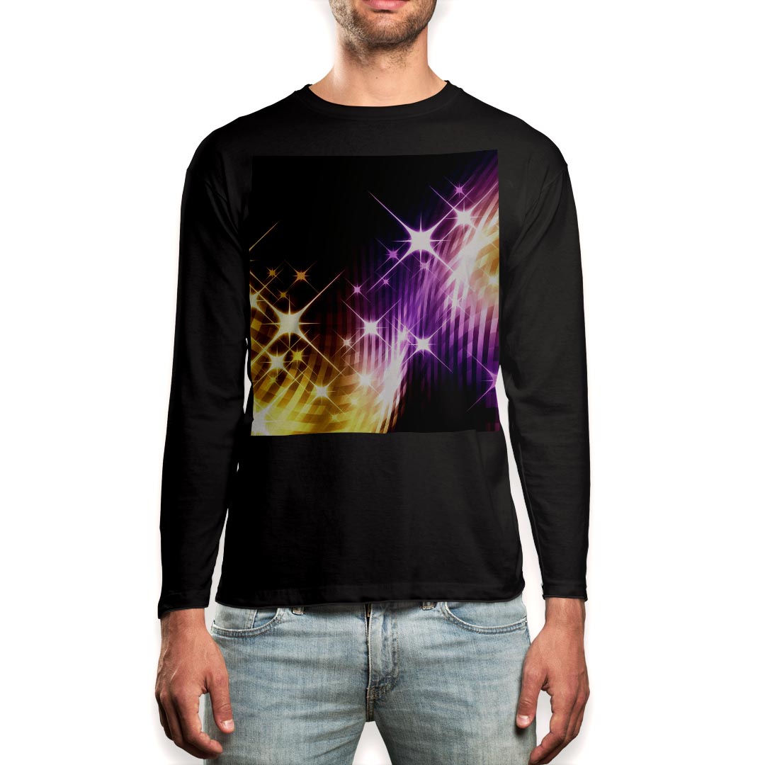 ロング tシャツ メンズ 長袖 ブラック デザイン XS S M L XL 2XL ロンT ティーシャツ 黒 black T shirt long sleeve 007657 チェック　きらきら　黄色　紫