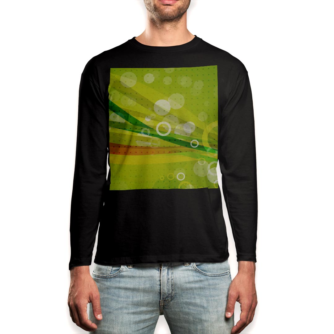 Crew Neck - ロング tシャツ メンズ 長袖 ブラック デザイン XS S M L XL 2XL ロンT ティーシャツ 黒 black T shirt long sleeve 007671 カラフル　緑　グリーン　ドット
