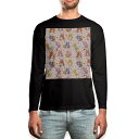 ロング tシャツ メンズ 長袖 ブラック デザイン XS S M L XL 2XL ロンT ティーシャツ 黒 black T shirt long sleeve 007709 うさぎ たまご ピンク 模様