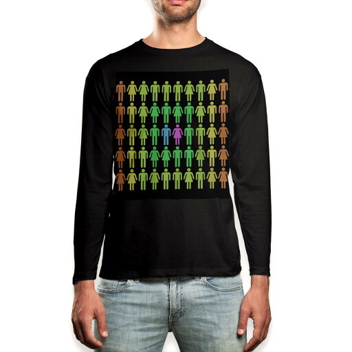 ロング tシャツ メンズ 長袖 ブラック デザイン XS S M L XL 2XL ロンT ティーシャツ 黒 black T shirt long sleeve 007790 人物 カラフル レインボー 模様 ロング tシャツ メンズ 長袖 ブラック デザイン XS S M L XL 2XL ロンT ティーシャツ 黒 black T shirt long sleeve 007790 人物 カラフル レインボー 模様